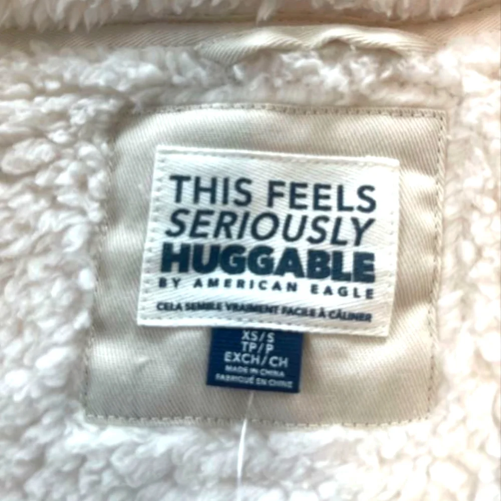 Nwt American Eagle Seriously Huggable Cozy Cream Sherpa Full Zip Jacket Xs/s - Picture 4 of 4